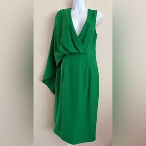 Lavish Alice One Shoulder Caped Dress Emerald Green Sz 8 New